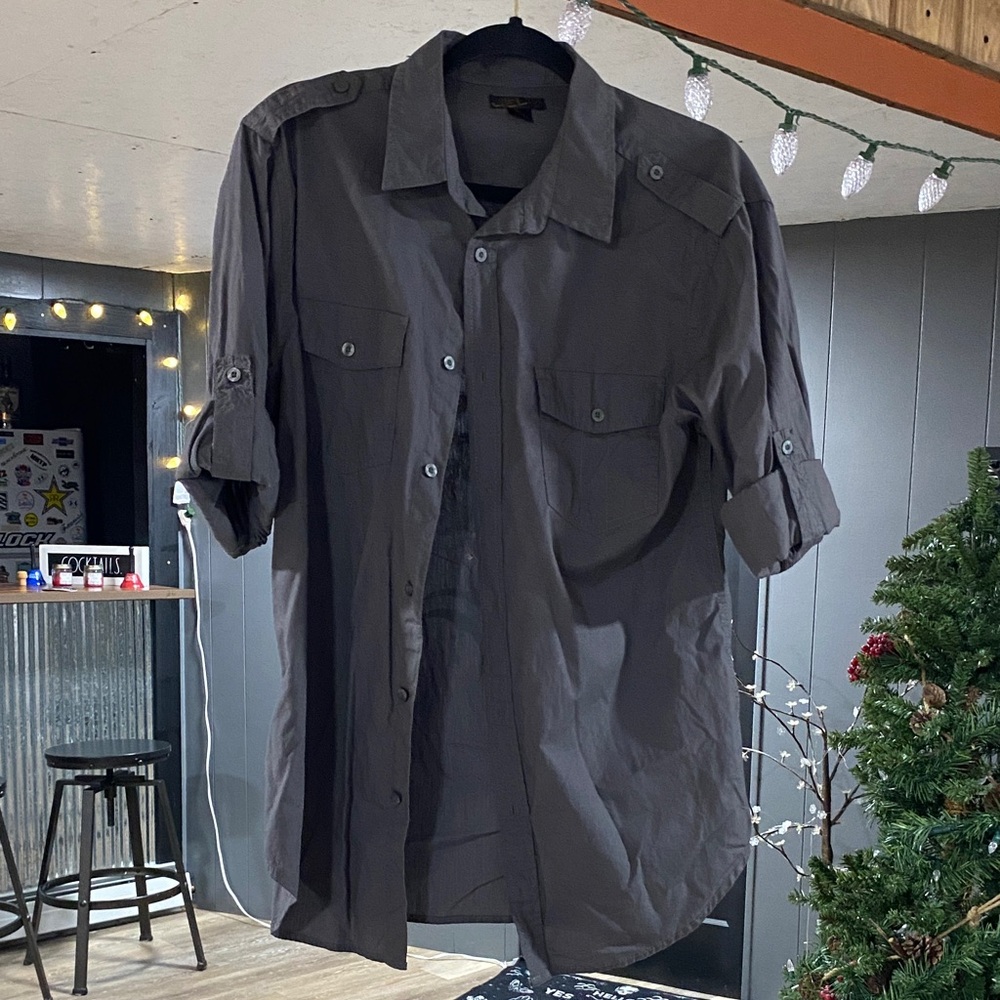 Helix Charcoal Button-Up Shirt Jacket